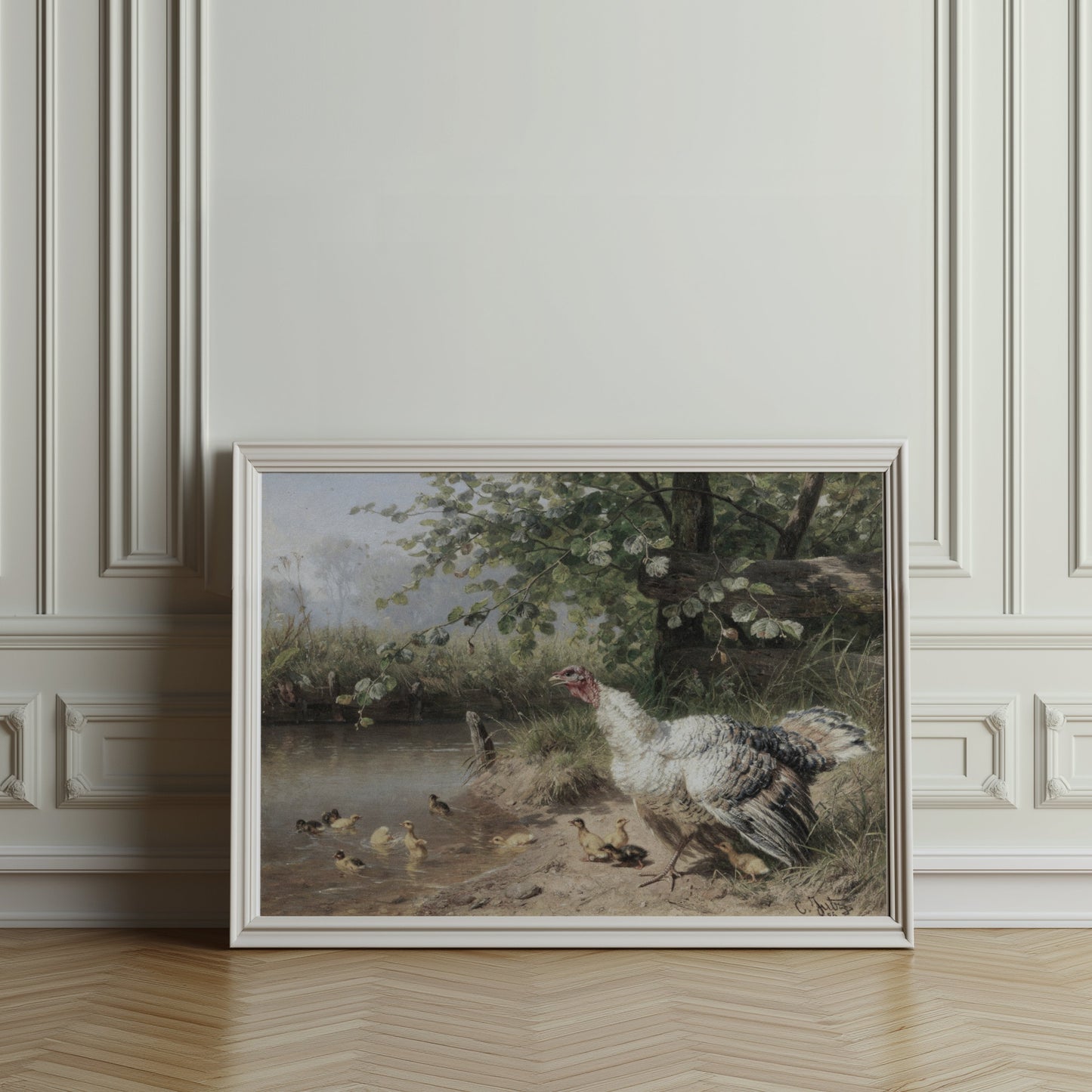 Premium Poster of Idyllic Countryside Scene with Turkeys and Ducks Posters