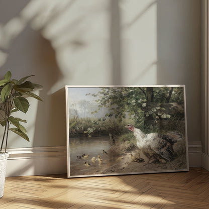 Premium Poster of Idyllic Countryside Scene with Turkeys and Ducks Posters