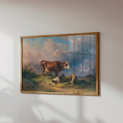 Premium Poster of Idyllic Pastoral Scene with Cows in Landscape Posters