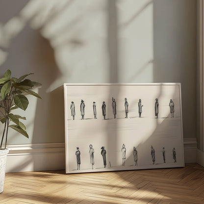 Premium Poster of Illustrated Minimalist Crowd Scene Art Posters