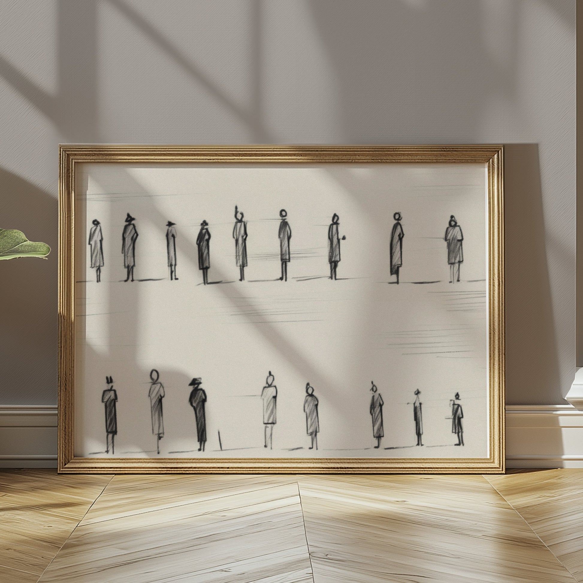 Premium Poster of Illustrated Minimalist Crowd Scene Art Posters