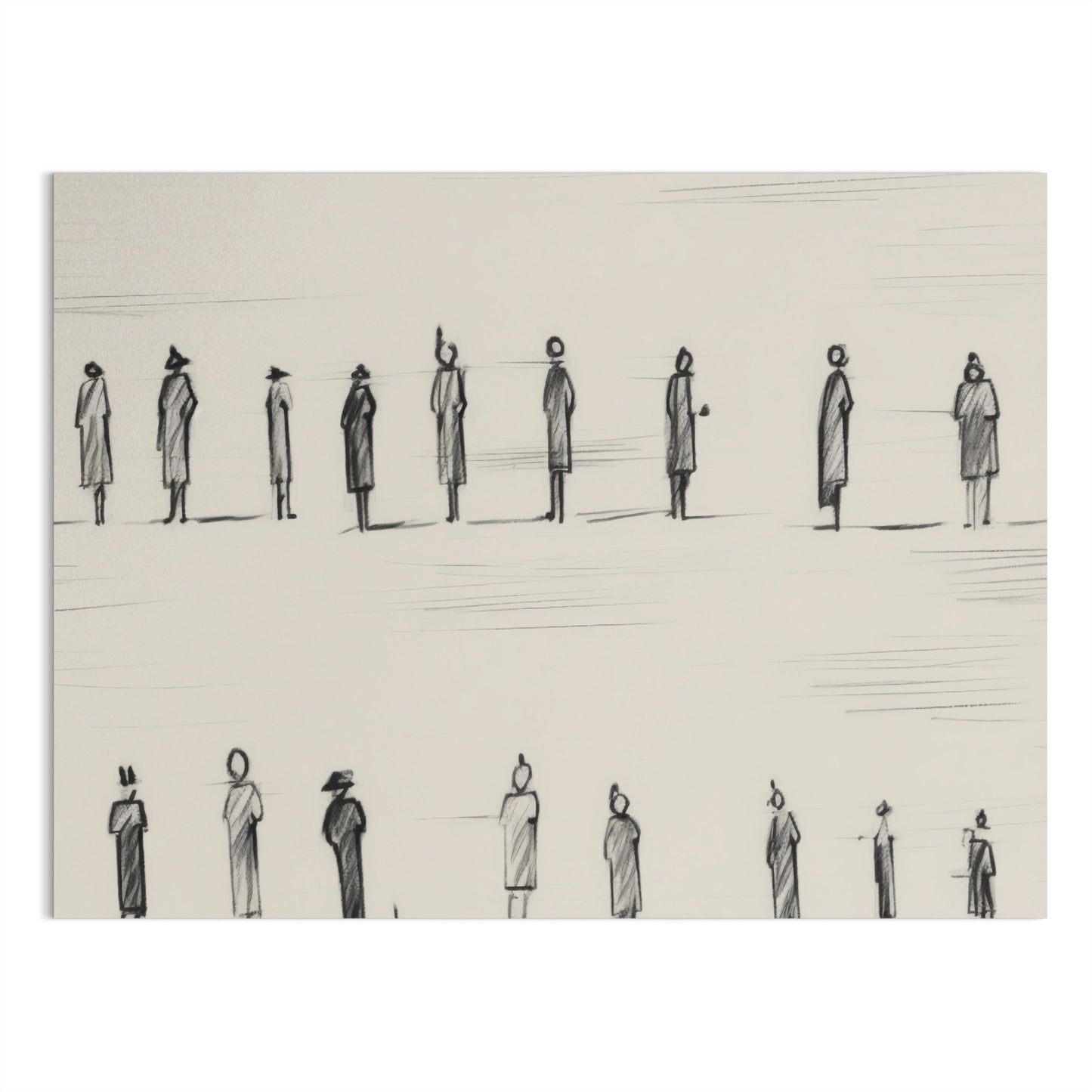 Premium Poster of Illustrated Minimalist Crowd Scene Art Posters