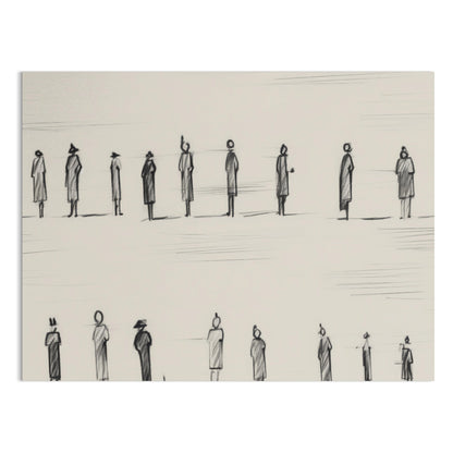 Premium Poster of Illustrated Minimalist Crowd Scene Art Posters