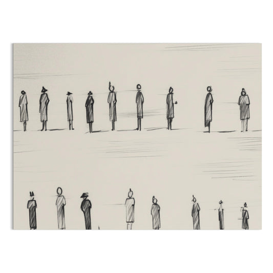 Premium Poster of Illustrated Minimalist Crowd Scene Art Posters