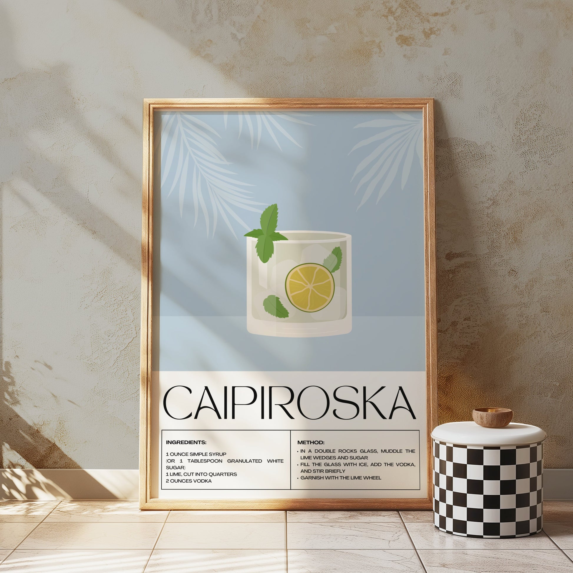 Premium Poster of Illustration Recipe for Caipiroska Drink Posters