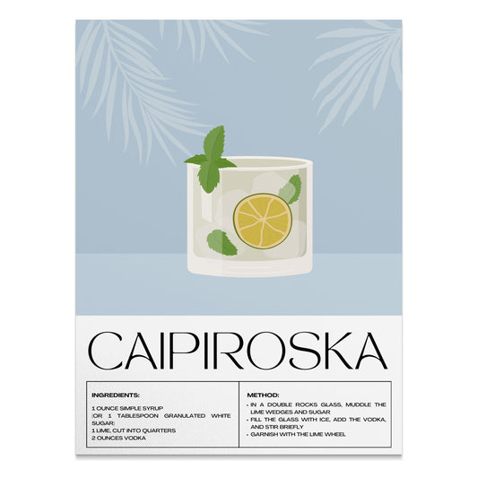 Premium Poster of Illustration Recipe for Caipiroska Drink Posters