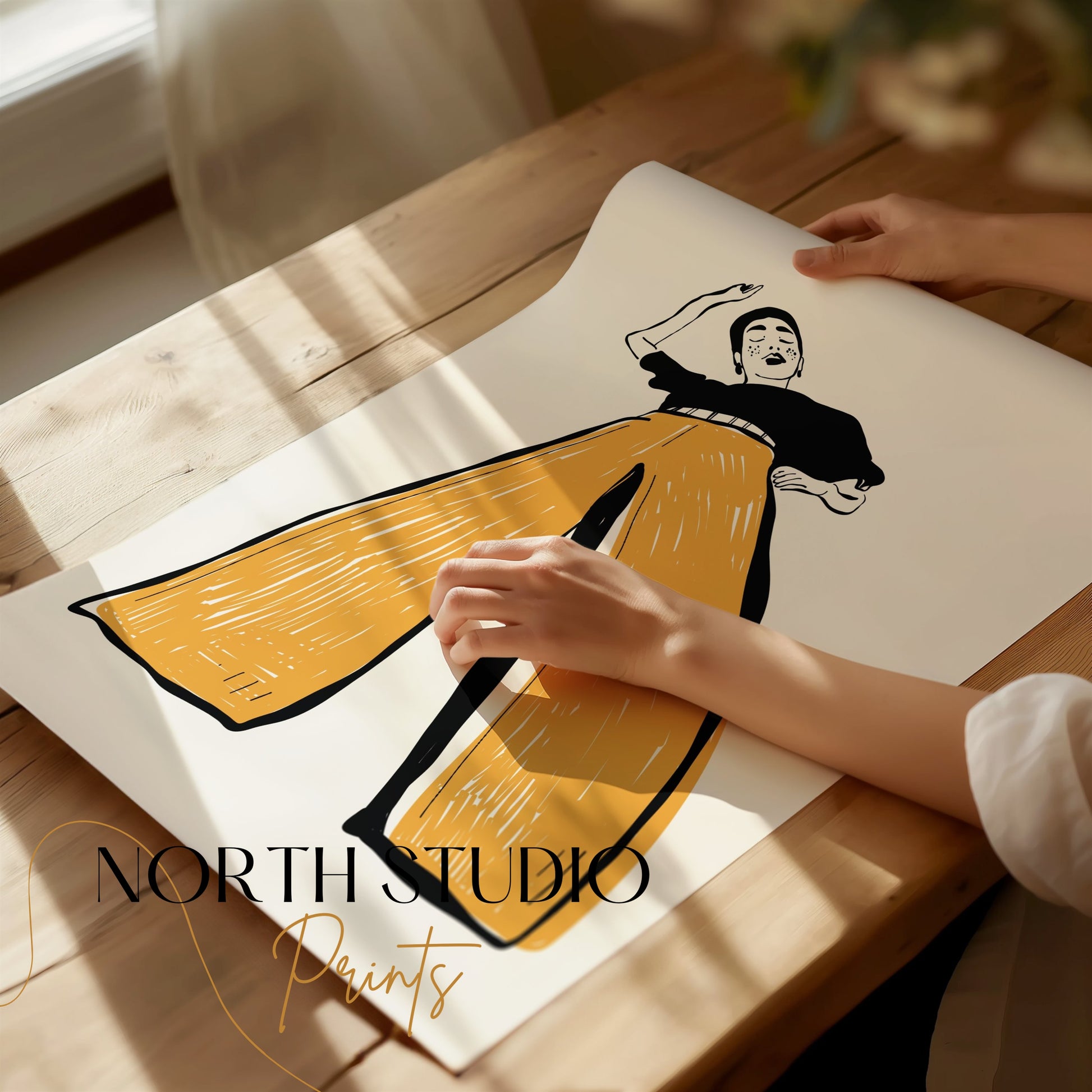 Premium Poster of Illustration of Person in Wide-Leg Pants Posters