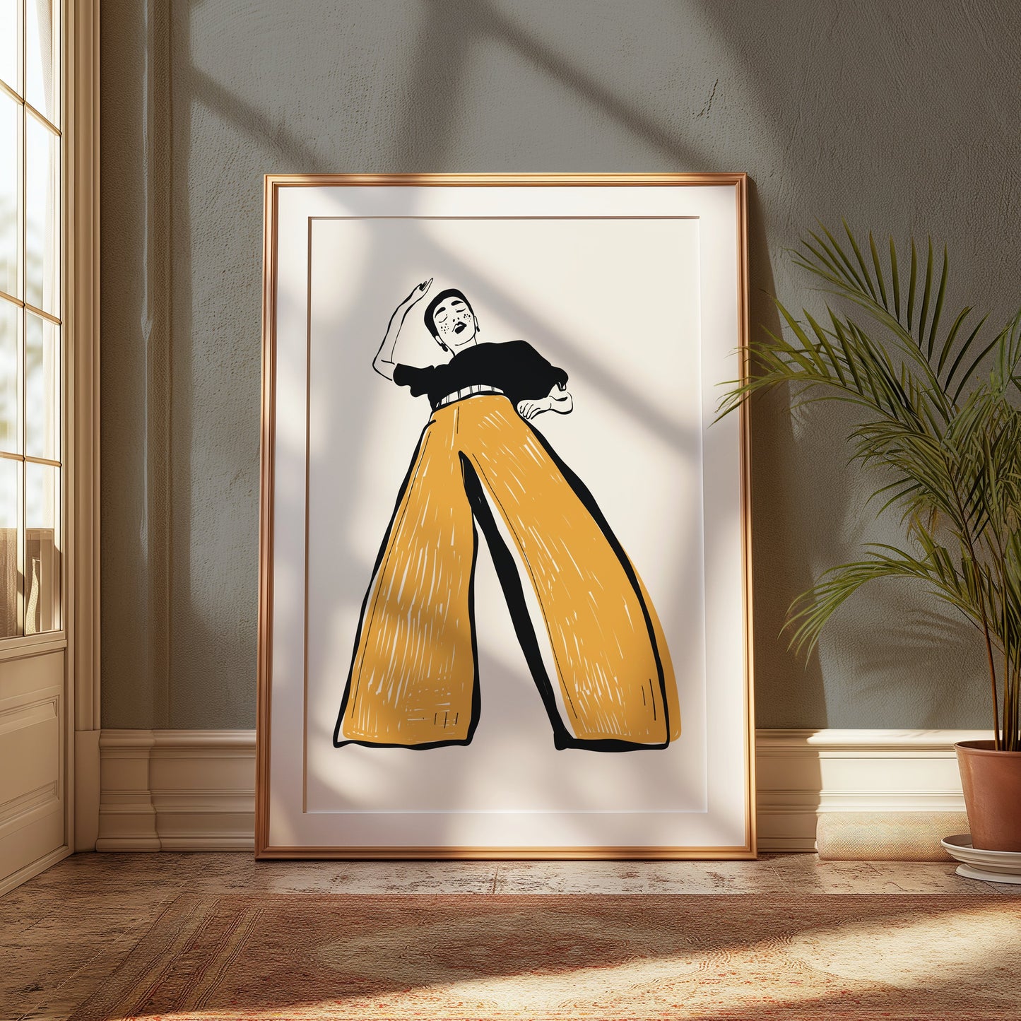Premium Poster of Illustration of Person in Wide-Leg Pants Posters