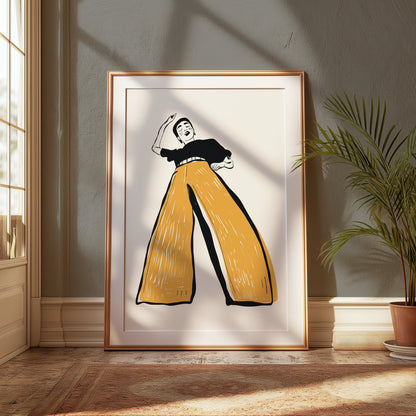 Premium Poster of Illustration of Person in Wide-Leg Pants Posters