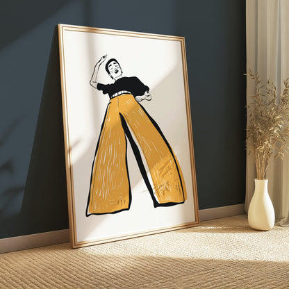 Premium Poster of Illustration of Person in Wide-Leg Pants Posters