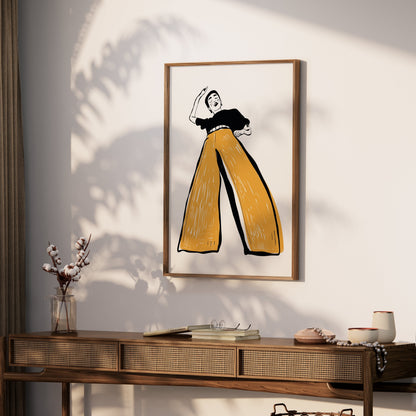 Premium Poster of Illustration of Person in Wide-Leg Pants Posters