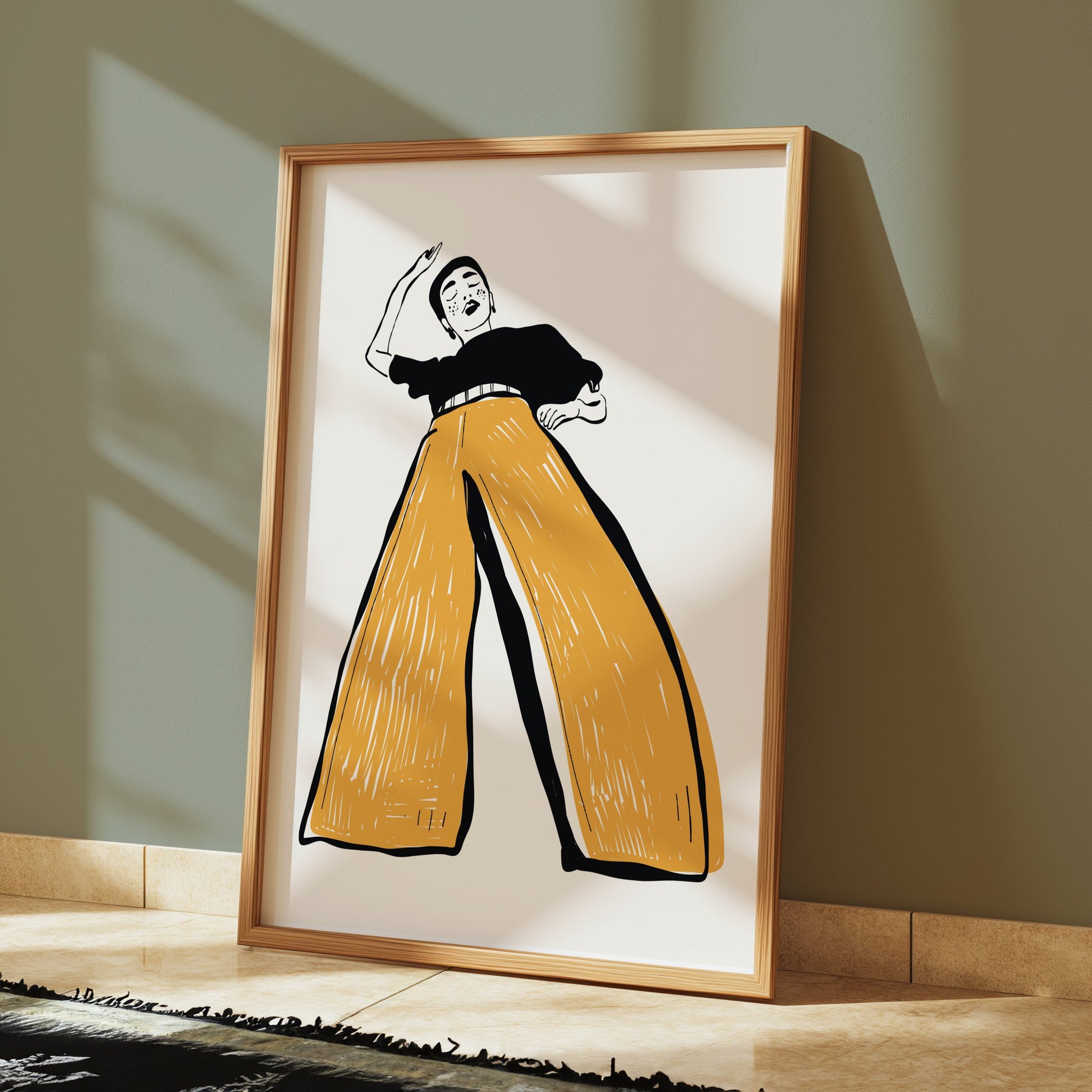 Premium Poster of Illustration of Person in Wide-Leg Pants Posters