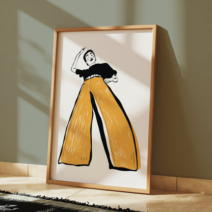 Premium Poster of Illustration of Person in Wide-Leg Pants Posters