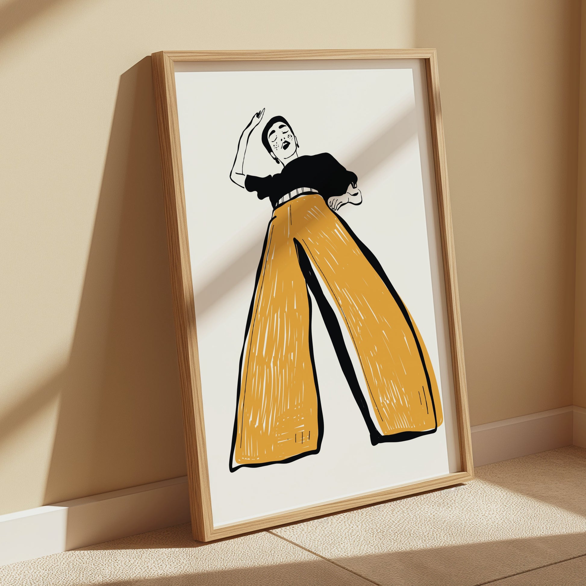 Premium Poster of Illustration of Person in Wide-Leg Pants Posters