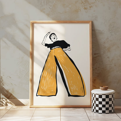 Premium Poster of Illustration of Person in Wide-Leg Pants Posters