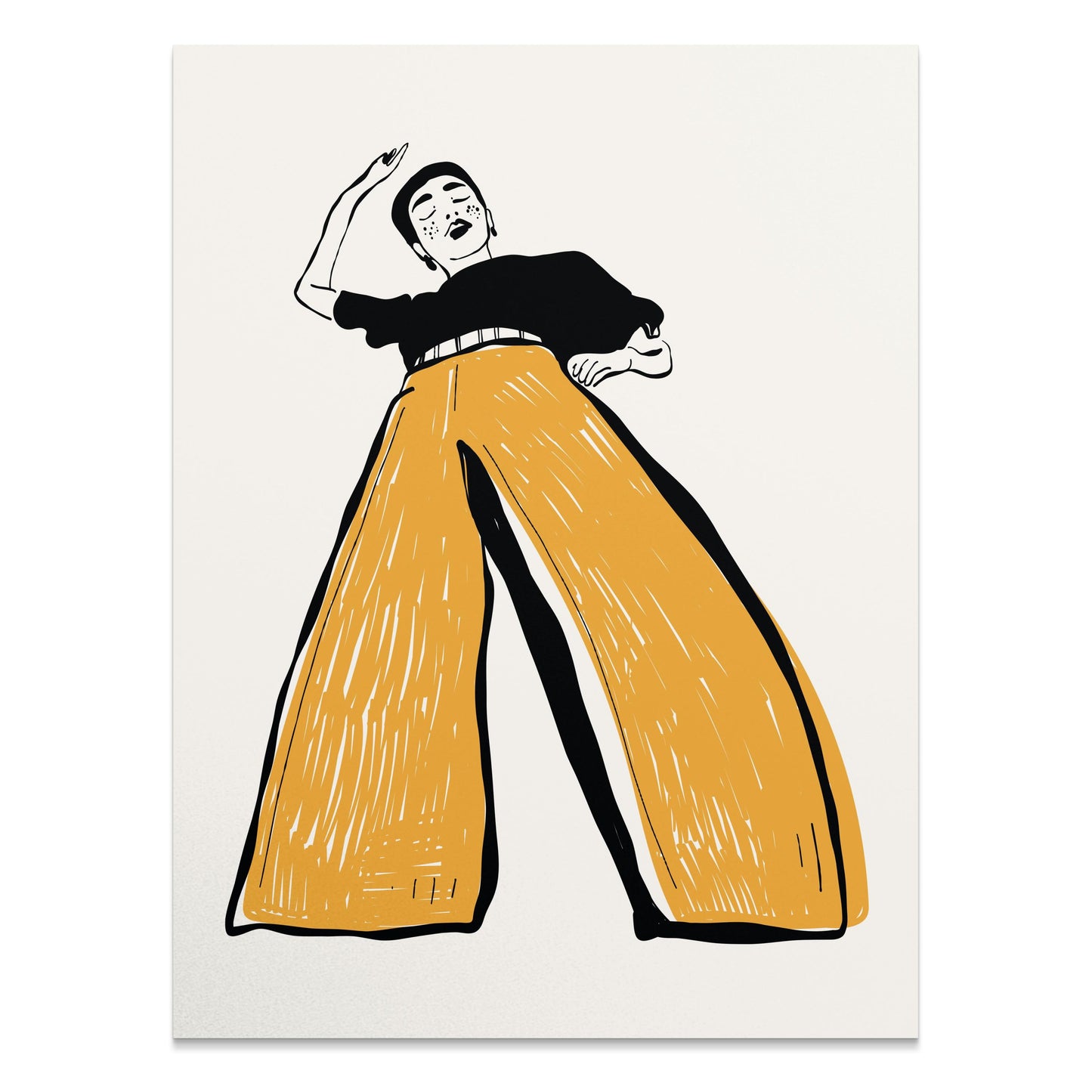 Premium Poster of Illustration of Person in Wide-Leg Pants Posters