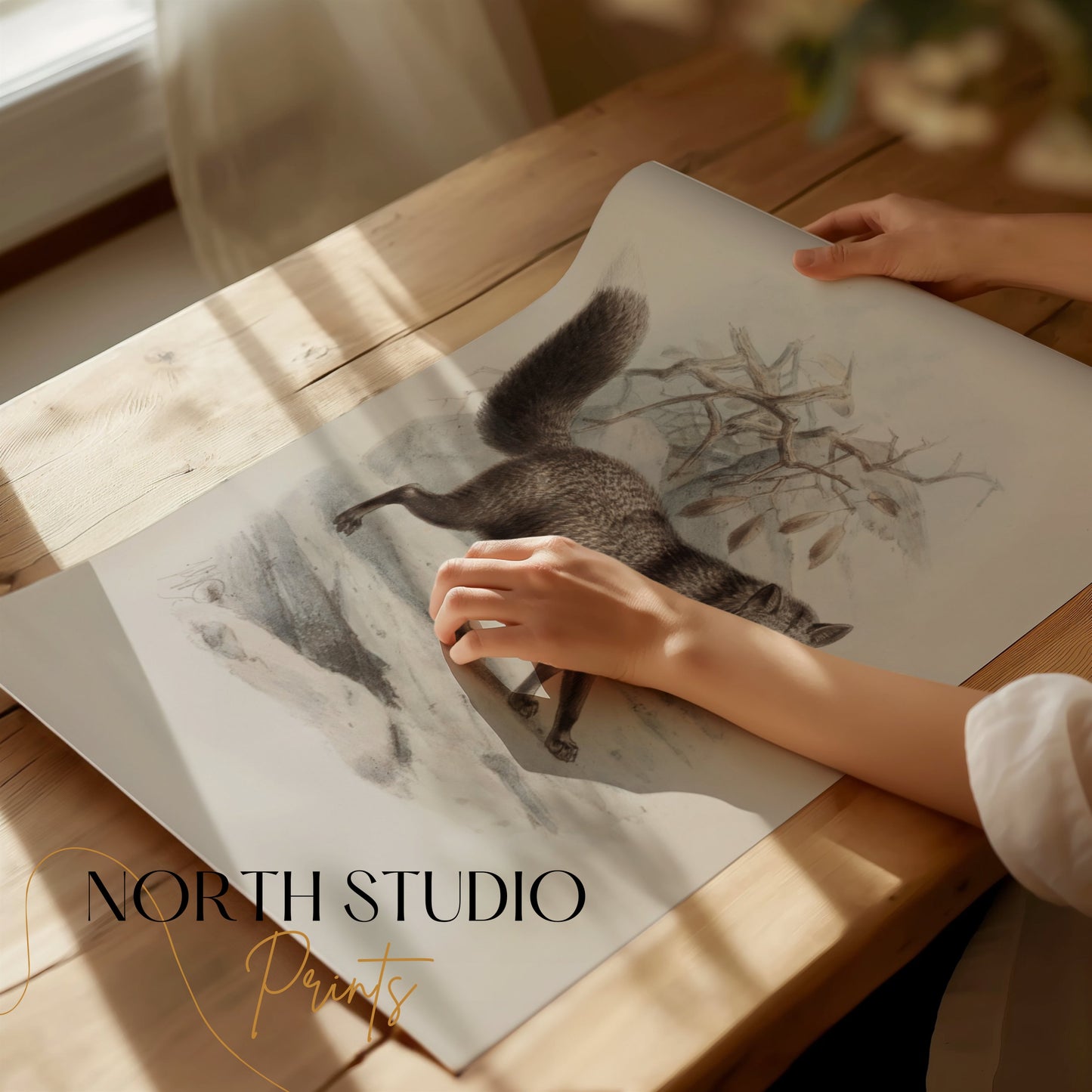 Premium Poster of Illustration of Walking Fox in Nature Posters