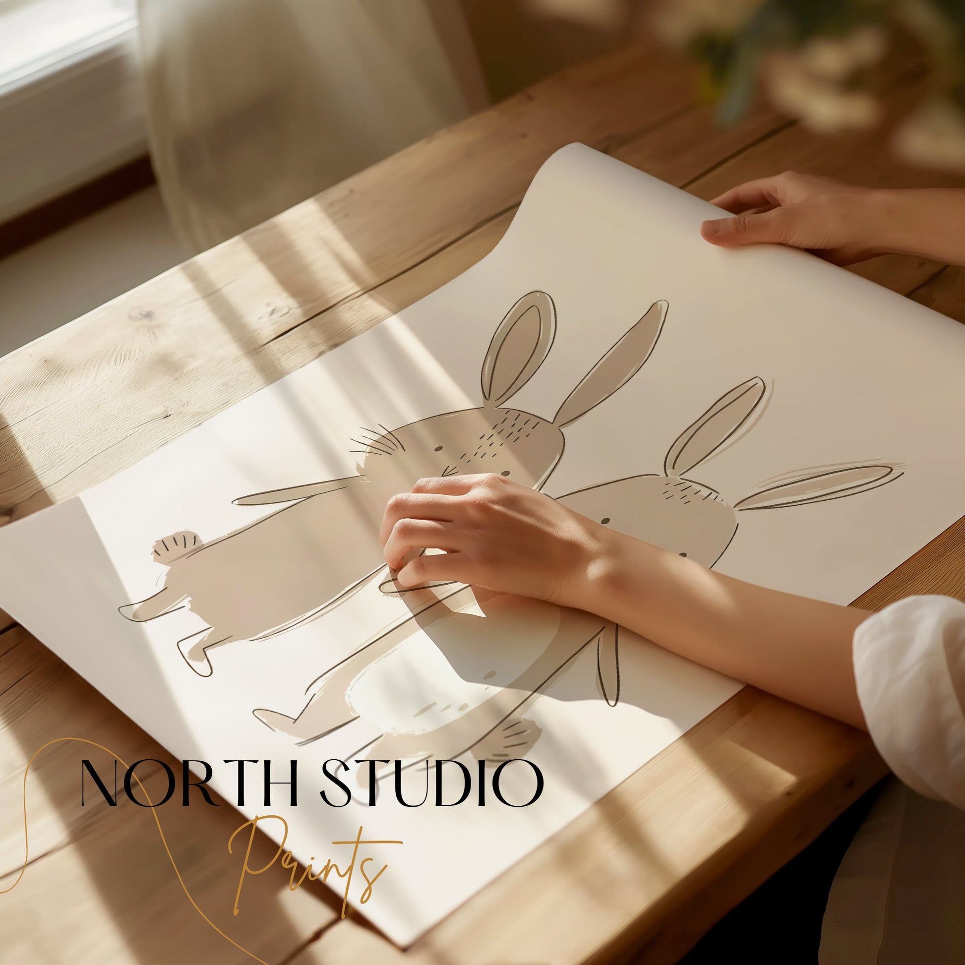 Premium Poster of Illustrative Cute Bunny Pair Wall Decor Posters