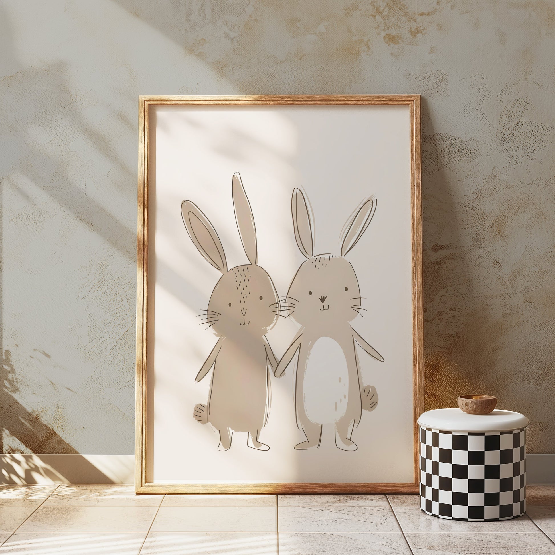 Premium Poster of Illustrative Cute Bunny Pair Wall Decor Posters