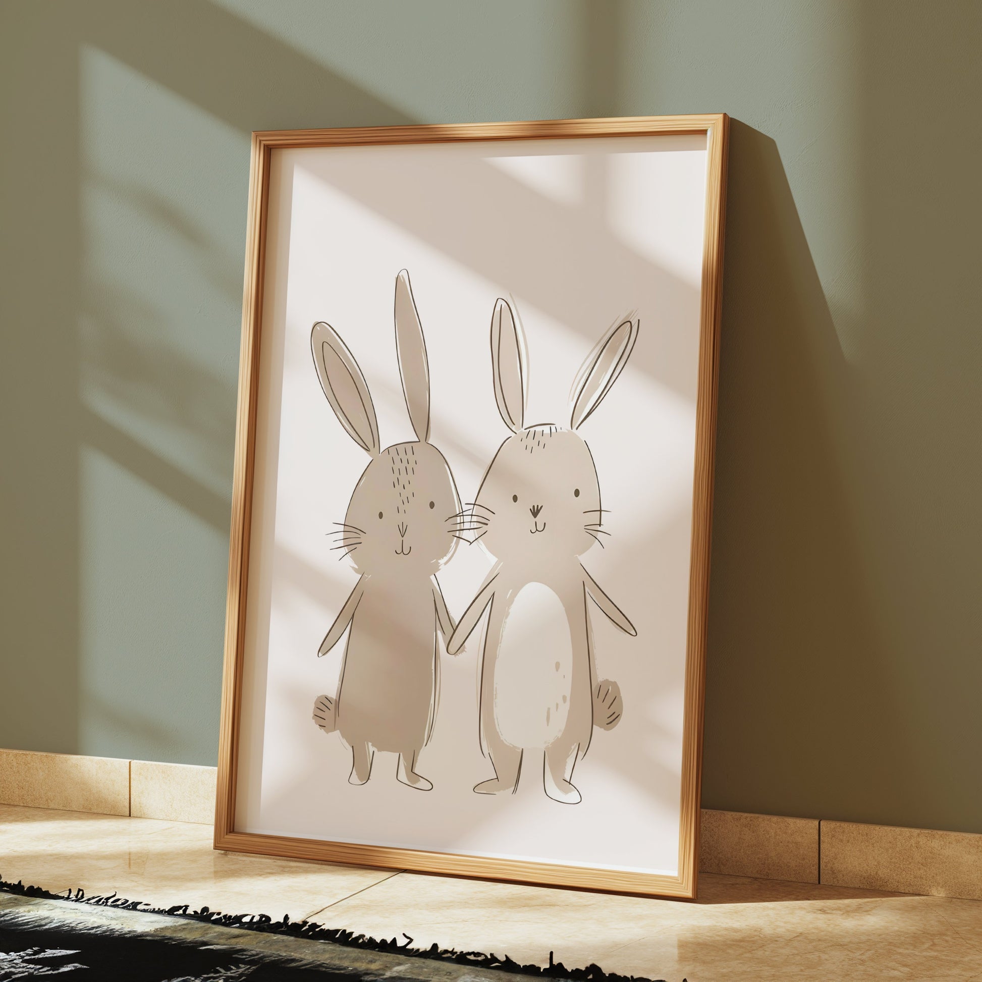 Premium Poster of Illustrative Cute Bunny Pair Wall Decor Posters