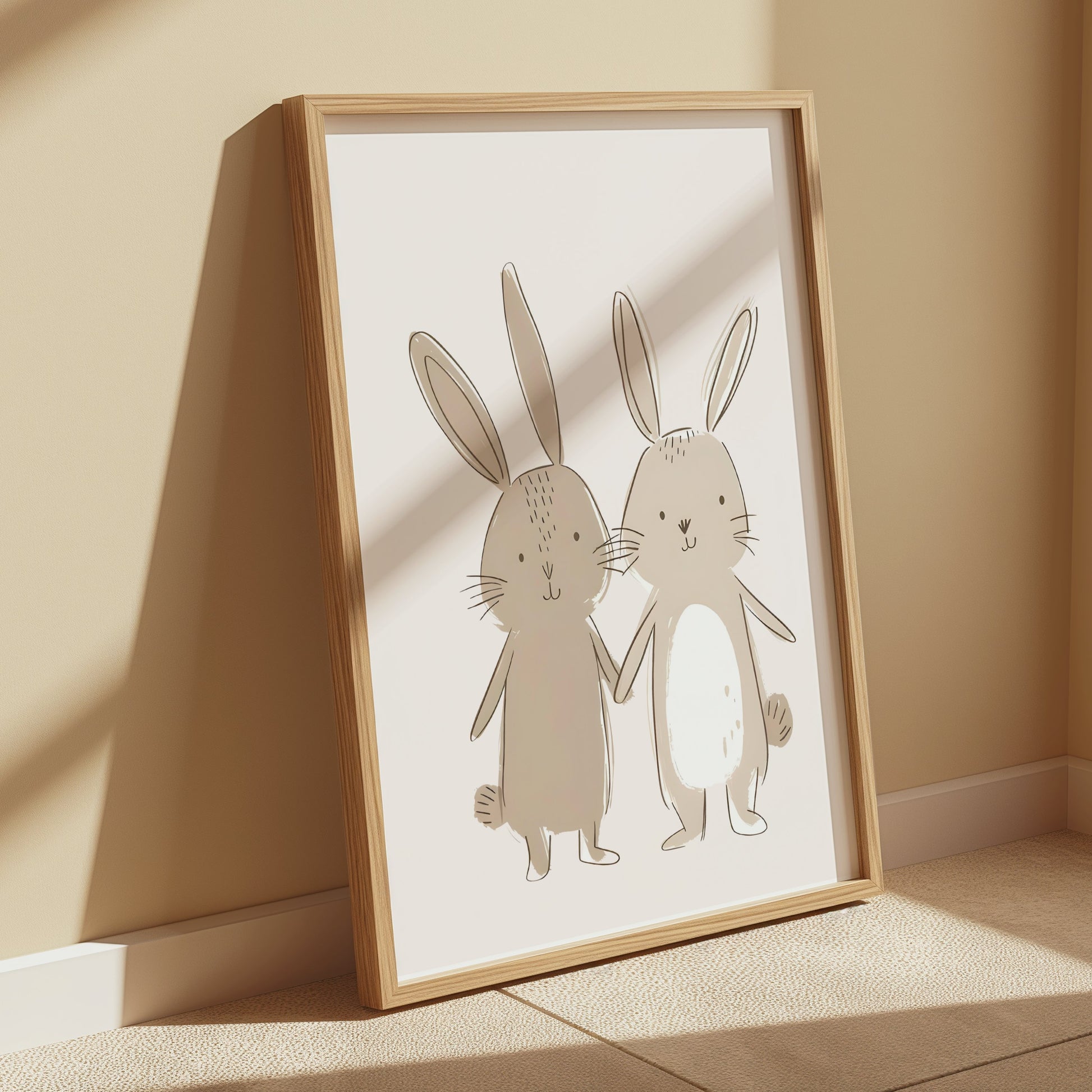 Premium Poster of Illustrative Cute Bunny Pair Wall Decor Posters