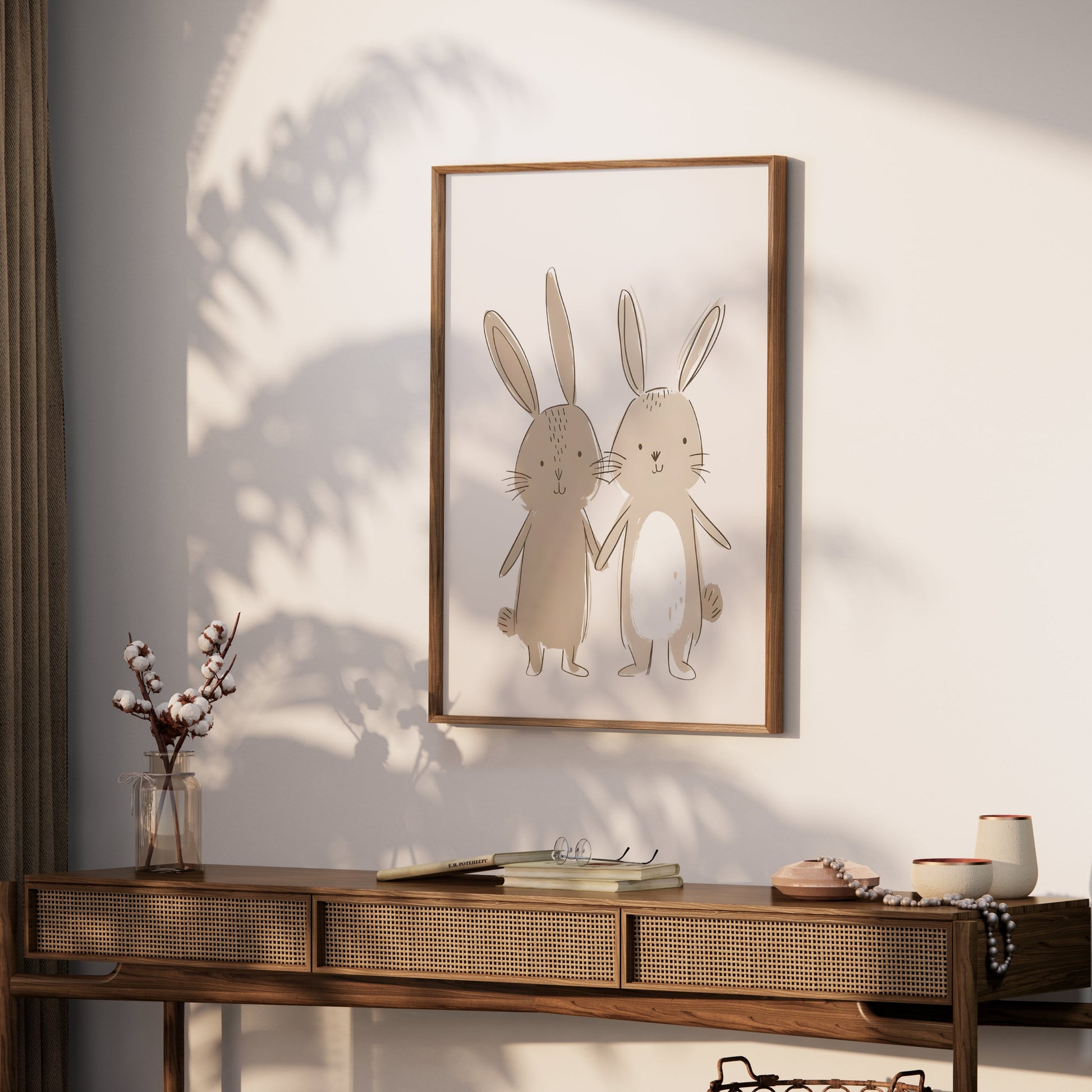 Premium Poster of Illustrative Cute Bunny Pair Wall Decor Posters