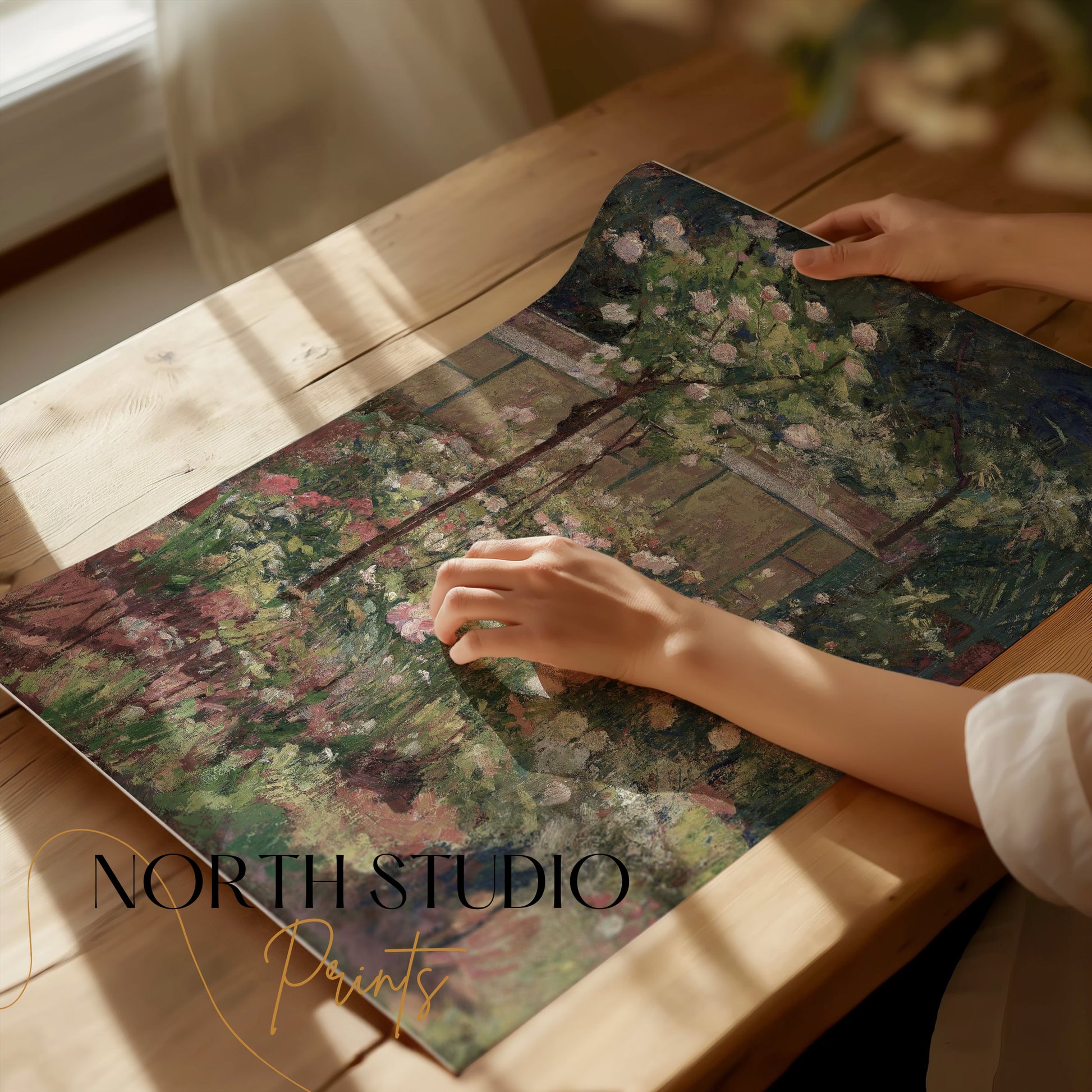 Premium Poster of Impressionist Garden Blooming Flowers Art Print Posters