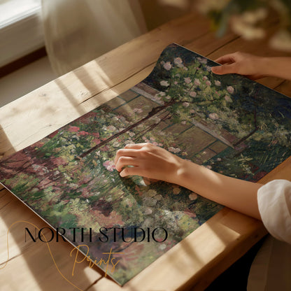 Premium Poster of Impressionist Garden Blooming Flowers Art Print Posters
