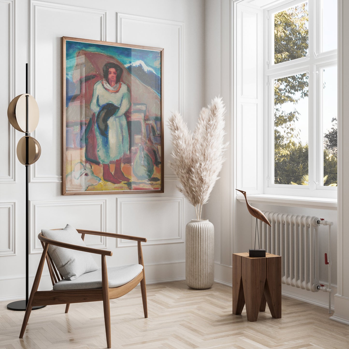 Premium Poster of Impressionist Style Woman with Hat Portrait Posters