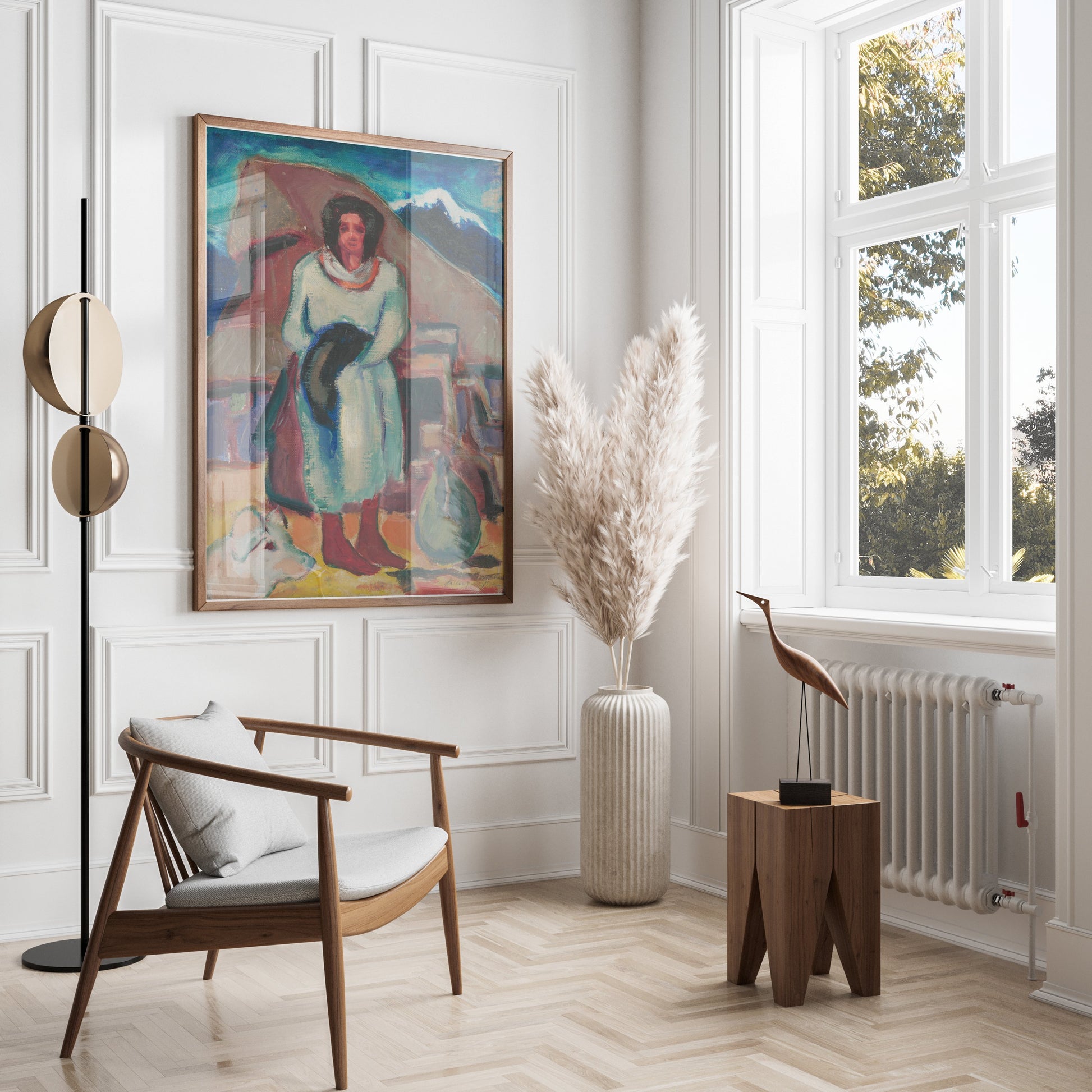 Premium Poster of Impressionist Style Woman with Hat Portrait Posters