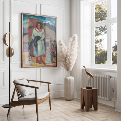 Premium Poster of Impressionist Style Woman with Hat Portrait Posters