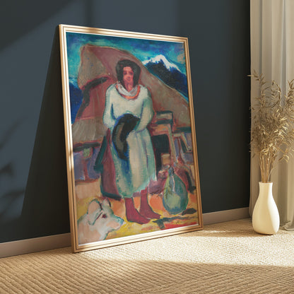 Premium Poster of Impressionist Style Woman with Hat Portrait Posters