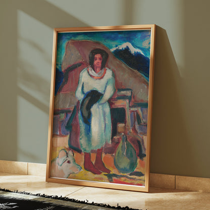 Premium Poster of Impressionist Style Woman with Hat Portrait Posters