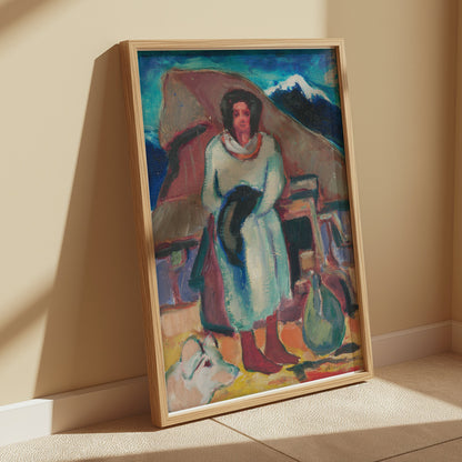 Premium Poster of Impressionist Style Woman with Hat Portrait Posters