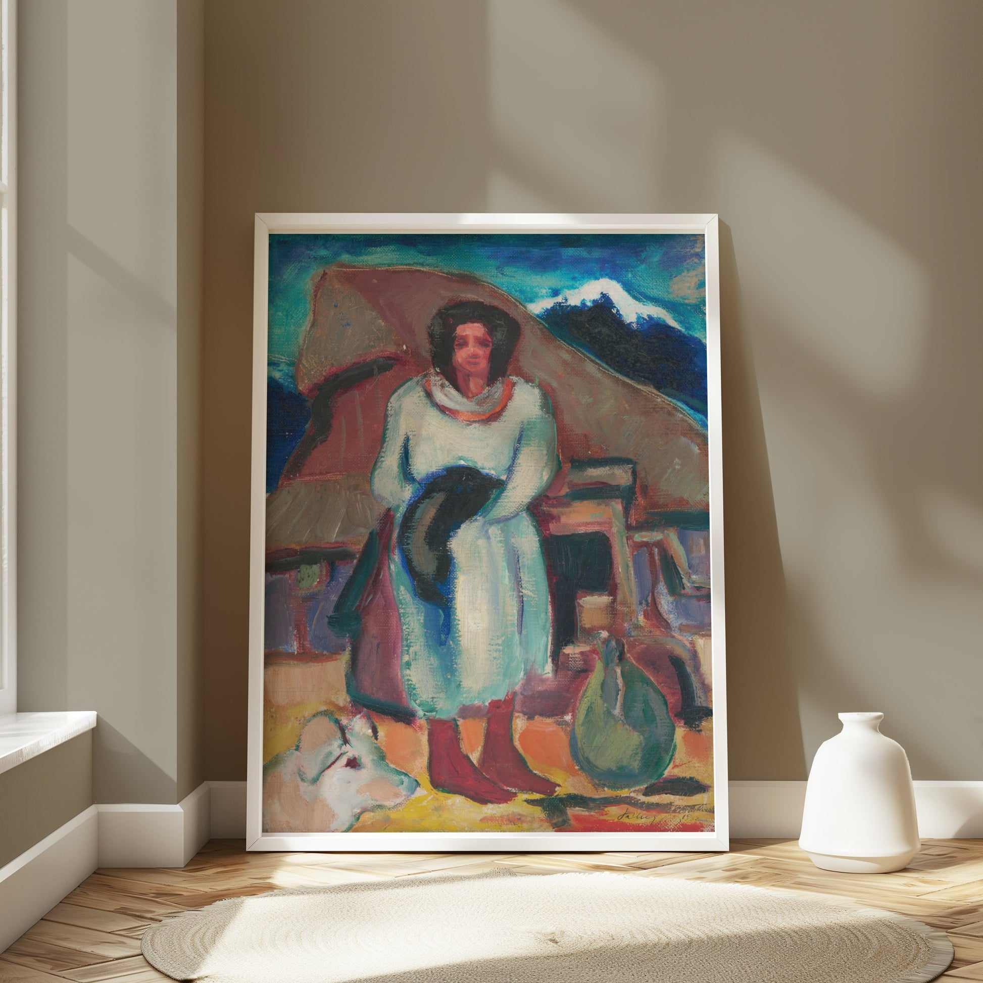Premium Poster of Impressionist Style Woman with Hat Portrait Posters