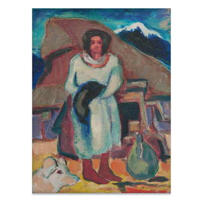 Premium Poster of Impressionist Style Woman with Hat Portrait Posters