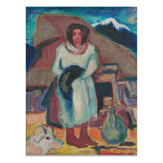 Premium Poster of Impressionist Style Woman with Hat Portrait Posters