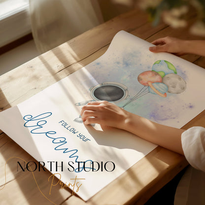 Premium Poster of Inspirational Astronaut with Balloons Art Posters
