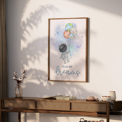 Premium Poster of Inspirational Astronaut with Balloons Art Posters