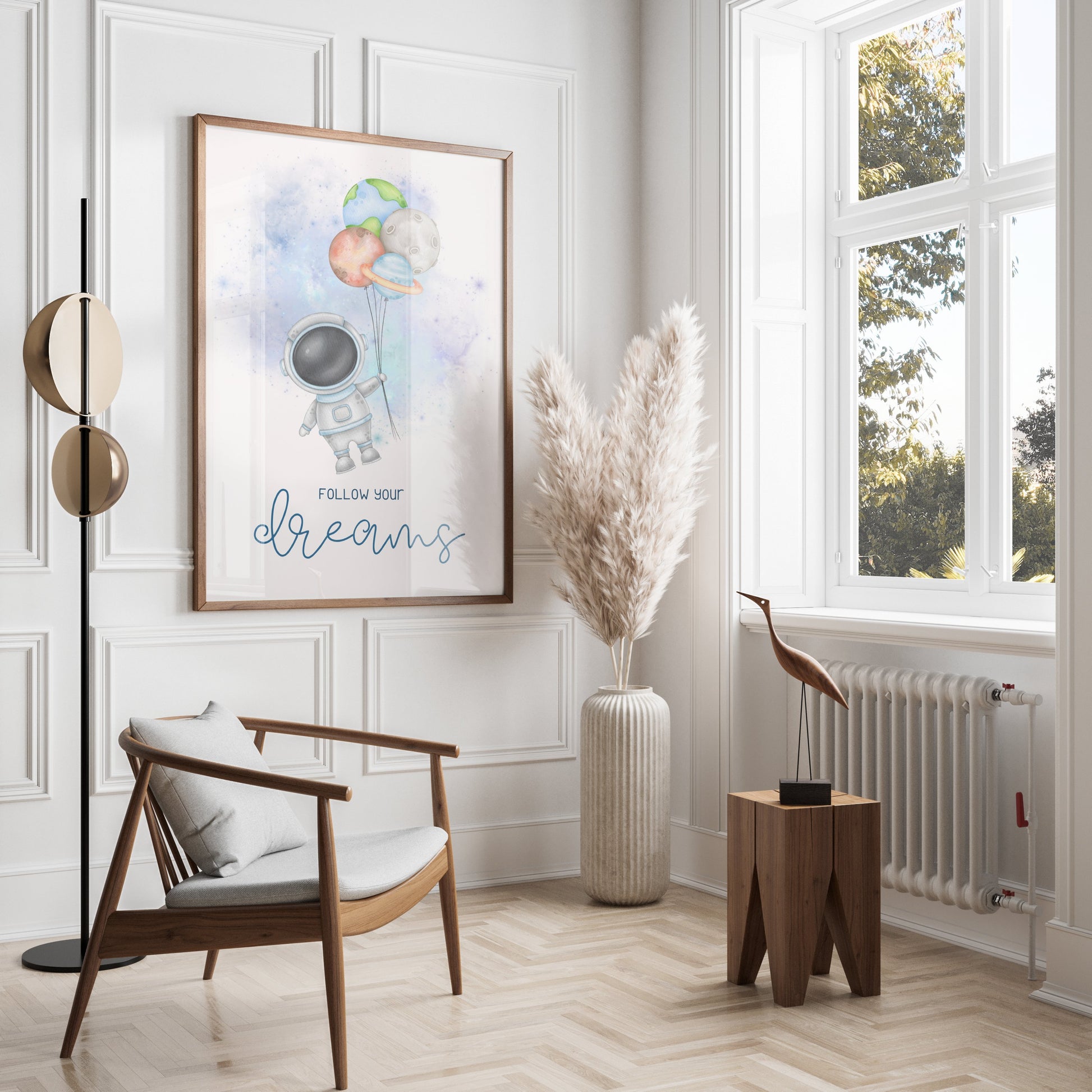 Premium Poster of Inspirational Astronaut with Balloons Art Posters