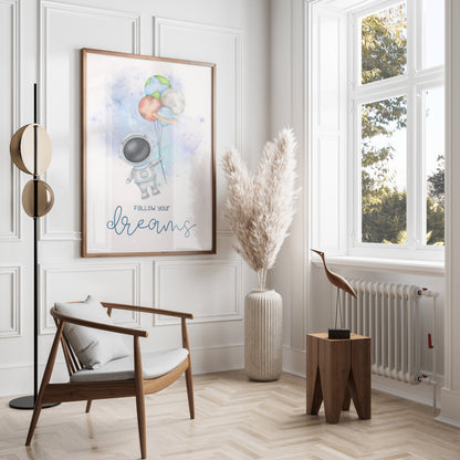 Premium Poster of Inspirational Astronaut with Balloons Art Posters