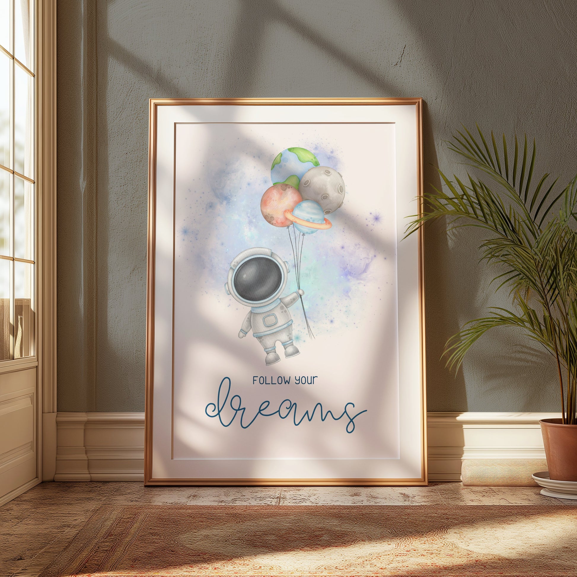 Premium Poster of Inspirational Astronaut with Balloons Art Posters