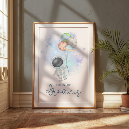 Premium Poster of Inspirational Astronaut with Balloons Art Posters