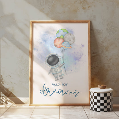 Premium Poster of Inspirational Astronaut with Balloons Art Posters