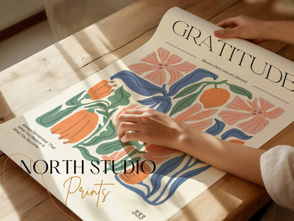 Premium Poster of Inspirational Gratitude Motivational Floral Art Posters