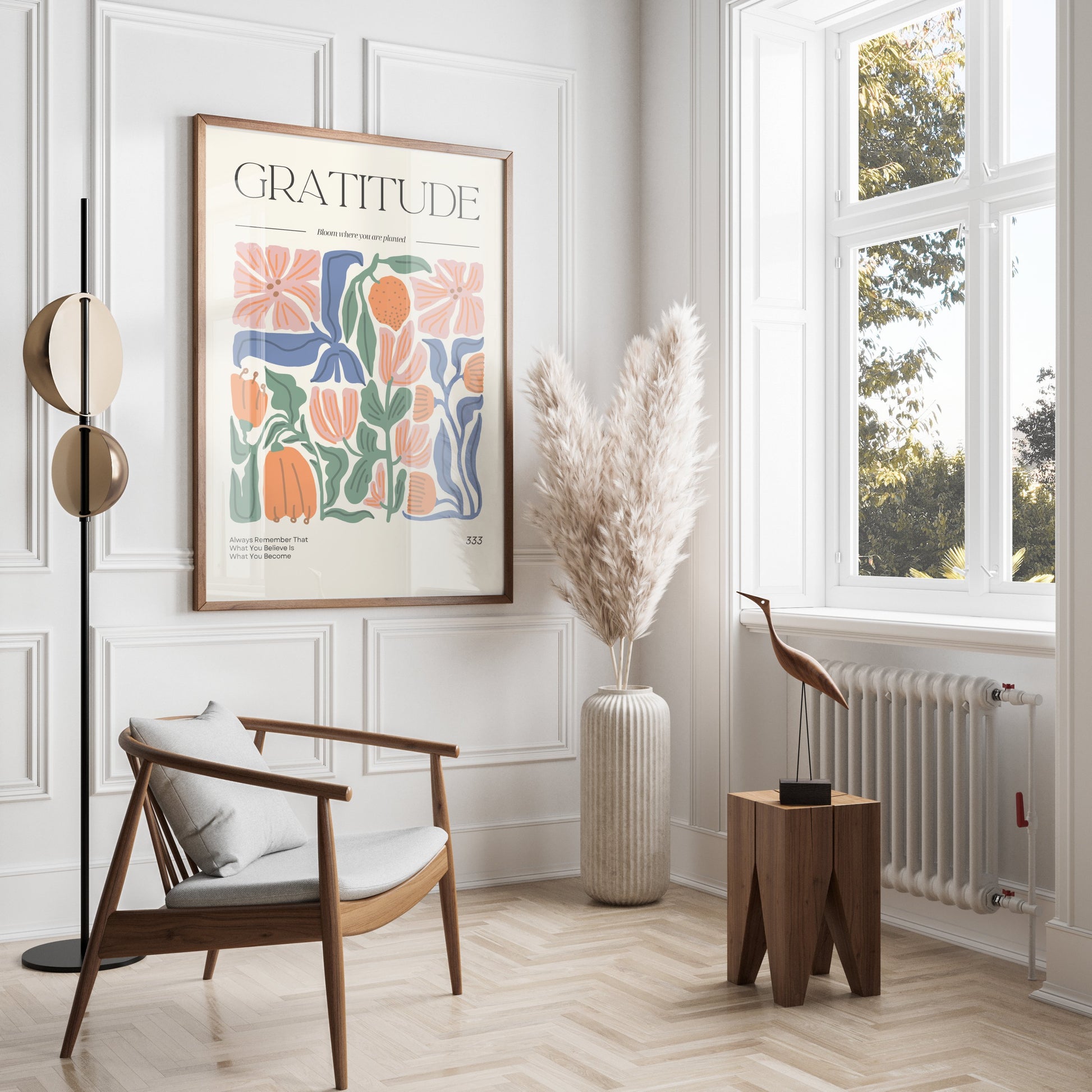 Premium Poster of Inspirational Gratitude Motivational Floral Art Posters