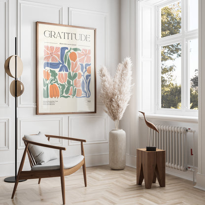 Premium Poster of Inspirational Gratitude Motivational Floral Art Posters