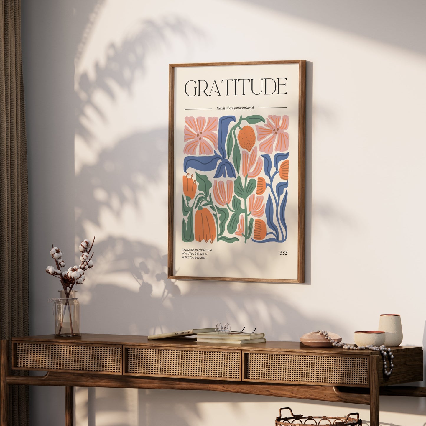 Premium Poster of Inspirational Gratitude Motivational Floral Art Posters