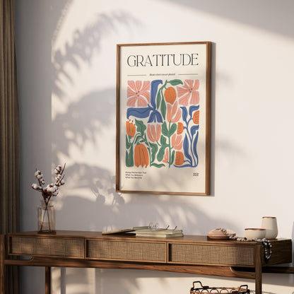 Premium Poster of Inspirational Gratitude Motivational Floral Art Posters