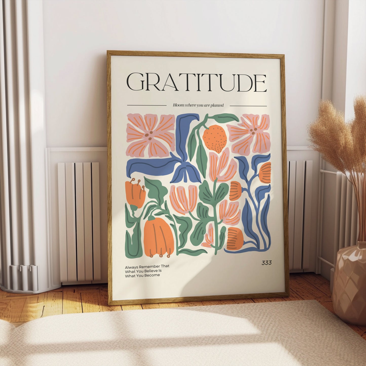 Premium Poster of Inspirational Gratitude Motivational Floral Art Posters